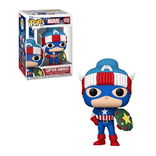 Funko Pop Marvel: Holiday - Capitán América con Gorro