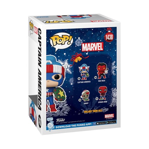 Funko Pop Marvel: Holiday - Capitán América con Gorro