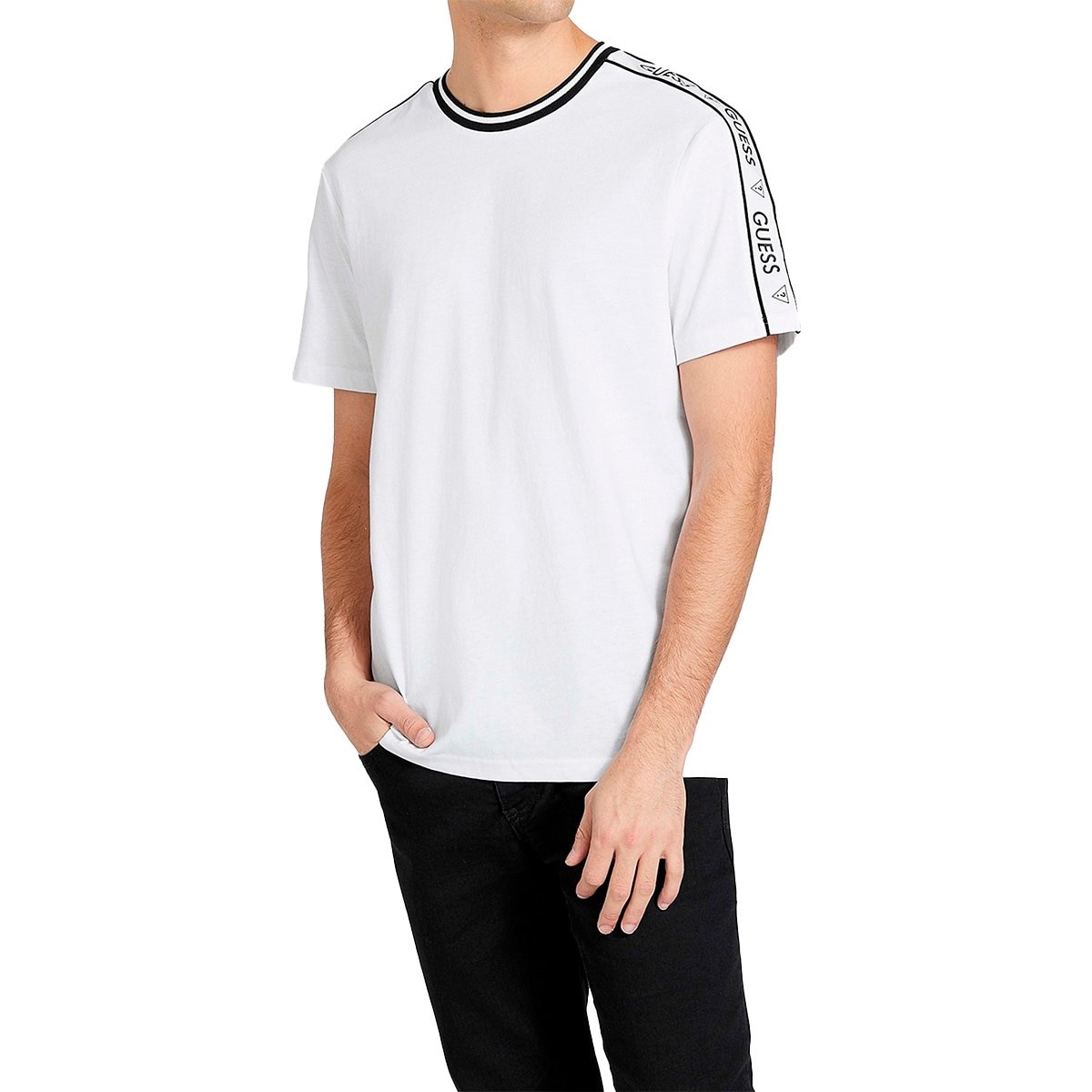 Playera Guess Hombre Guess Camiseta De Rayas Camiseta Guess Blanca