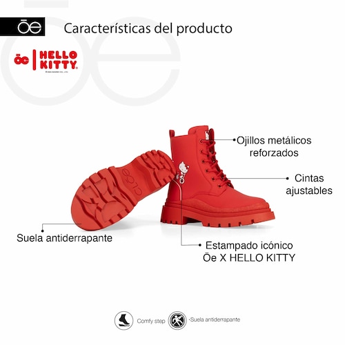 Botín Rojo Hello Kitty para Mujer Cloe