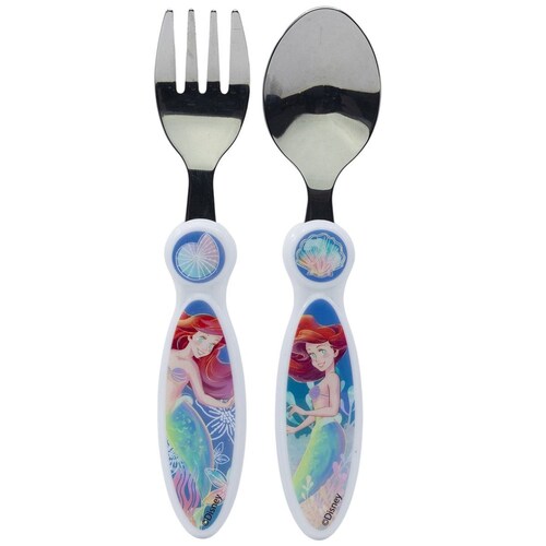 Set 2Pz Cubiertos Sirenita Metal Azul Disney