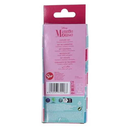 Set 2Pz Cubiertos Minnie Mouse Metálicos Rosa Disney