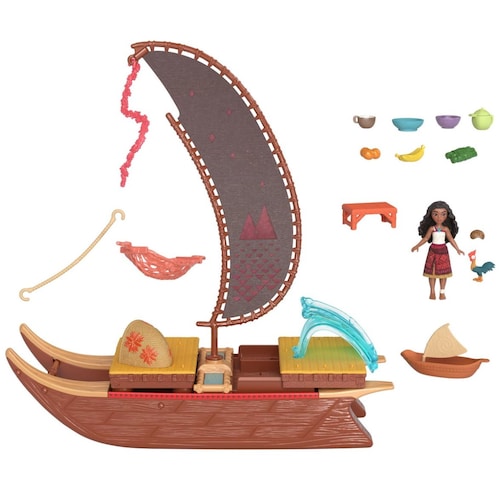 Moana 2 Set Canoa de Aventuras con Mini Muñeca y Accesorios Mattel