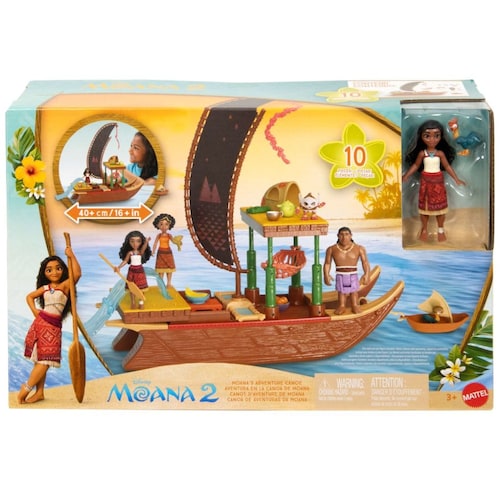 Moana 2 Set Canoa de Aventuras con Mini Muñeca y Accesorios Mattel