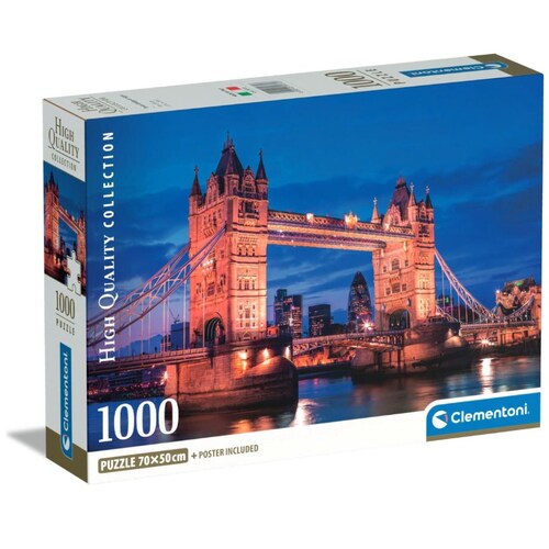 Rompecabezas 1000 Piezas Compacto Hqc Tower Bridge de Noche Clementoni
