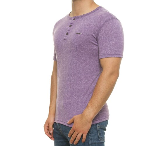 Playera Básica Henley para Hombre Silver Plate