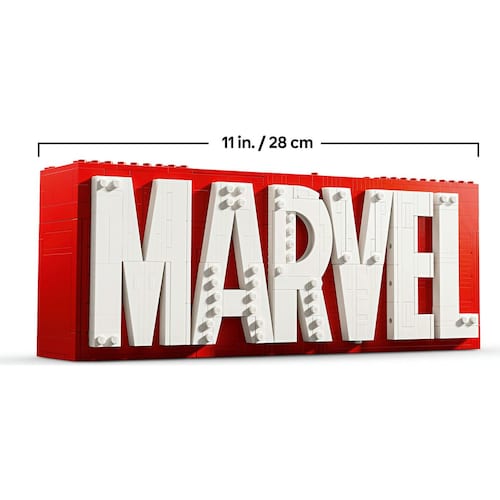 Super Héroes Logotipo Marvel Y Minifiguras Lego