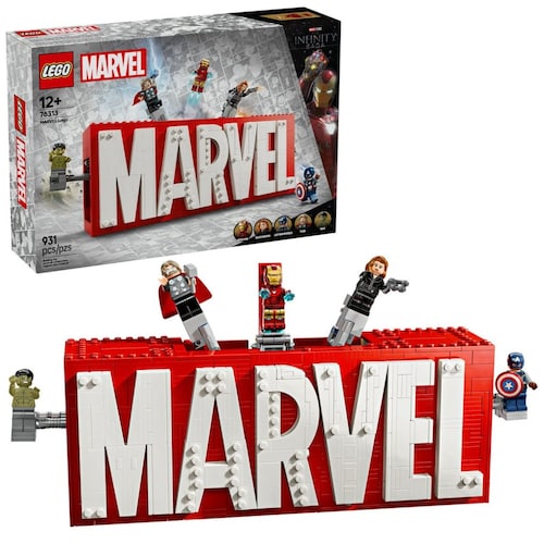Super Héroes Logotipo Marvel Y Minifiguras Lego