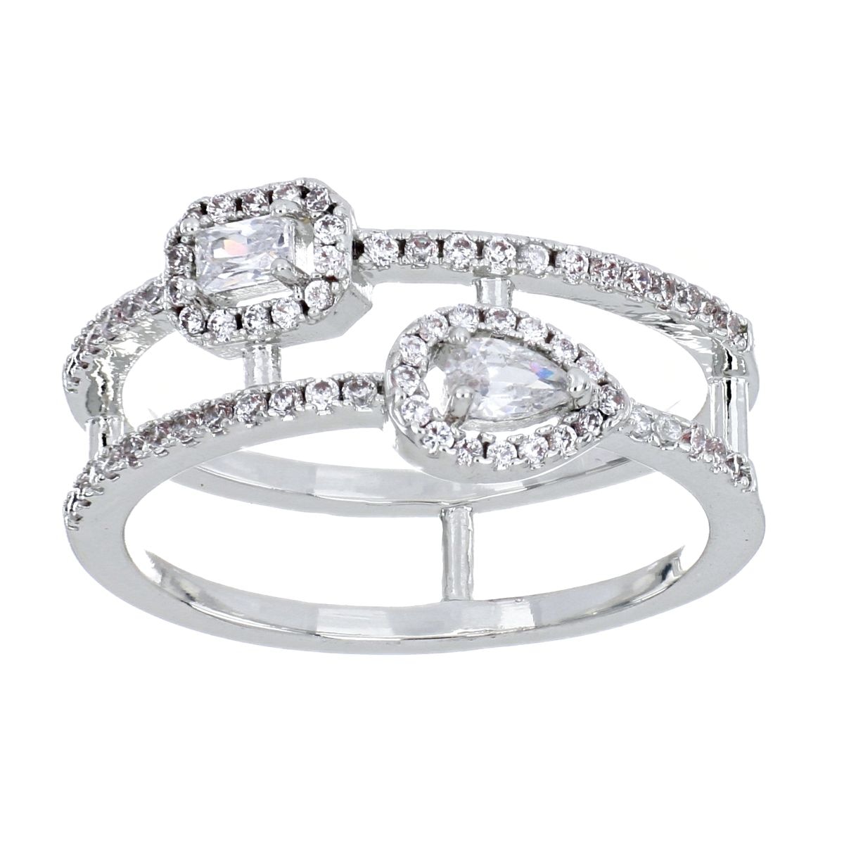 Anillo Acabado Rodio Circonitas Blancas para Mujer Farfalla Bonetti