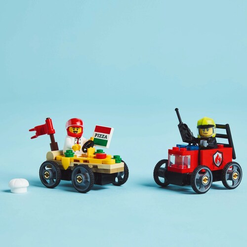 City Autos de Carreras Pizza Vs Camion de Bomberos Lego