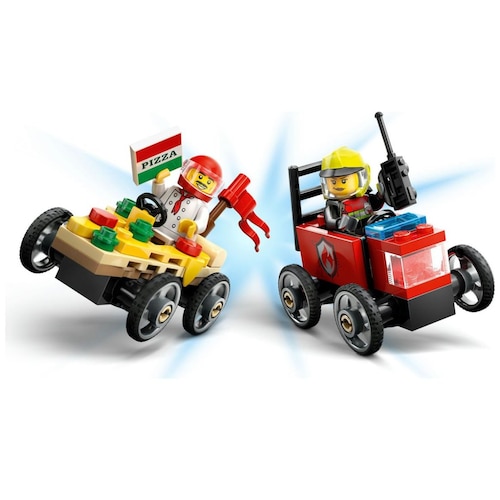 City Autos de Carreras Pizza Vs Camion de Bomberos Lego