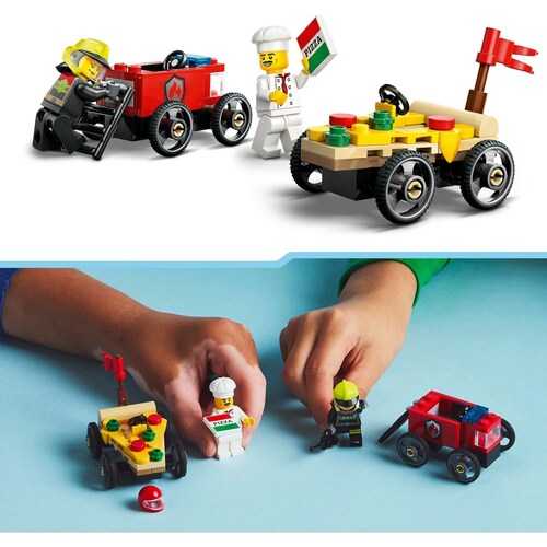 City Autos de Carreras Pizza Vs Camion de Bomberos Lego
