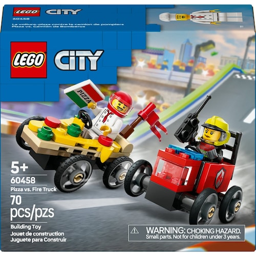 City Autos de Carreras Pizza Vs Camion de Bomberos Lego
