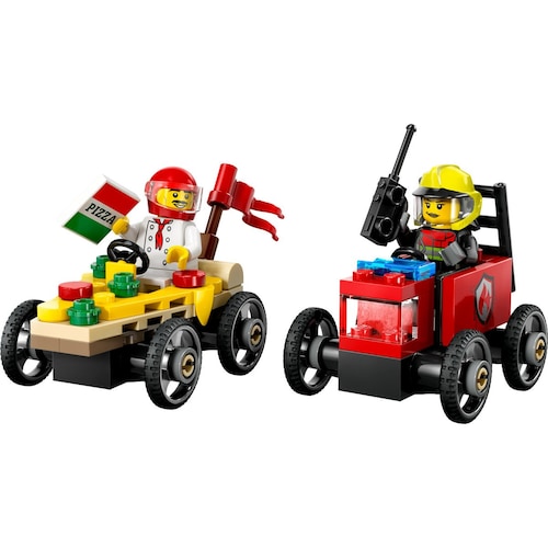 City Autos de Carreras Pizza Vs Camion de Bomberos Lego