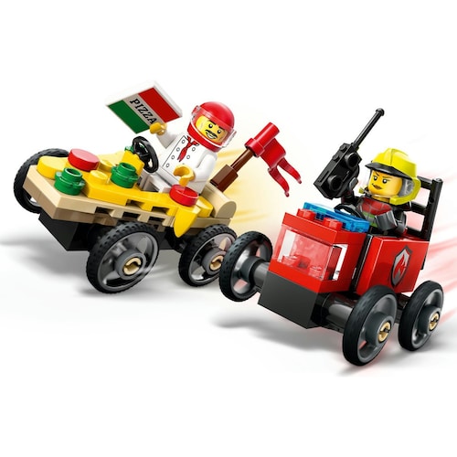 City Autos de Carreras Pizza Vs Camion de Bomberos Lego