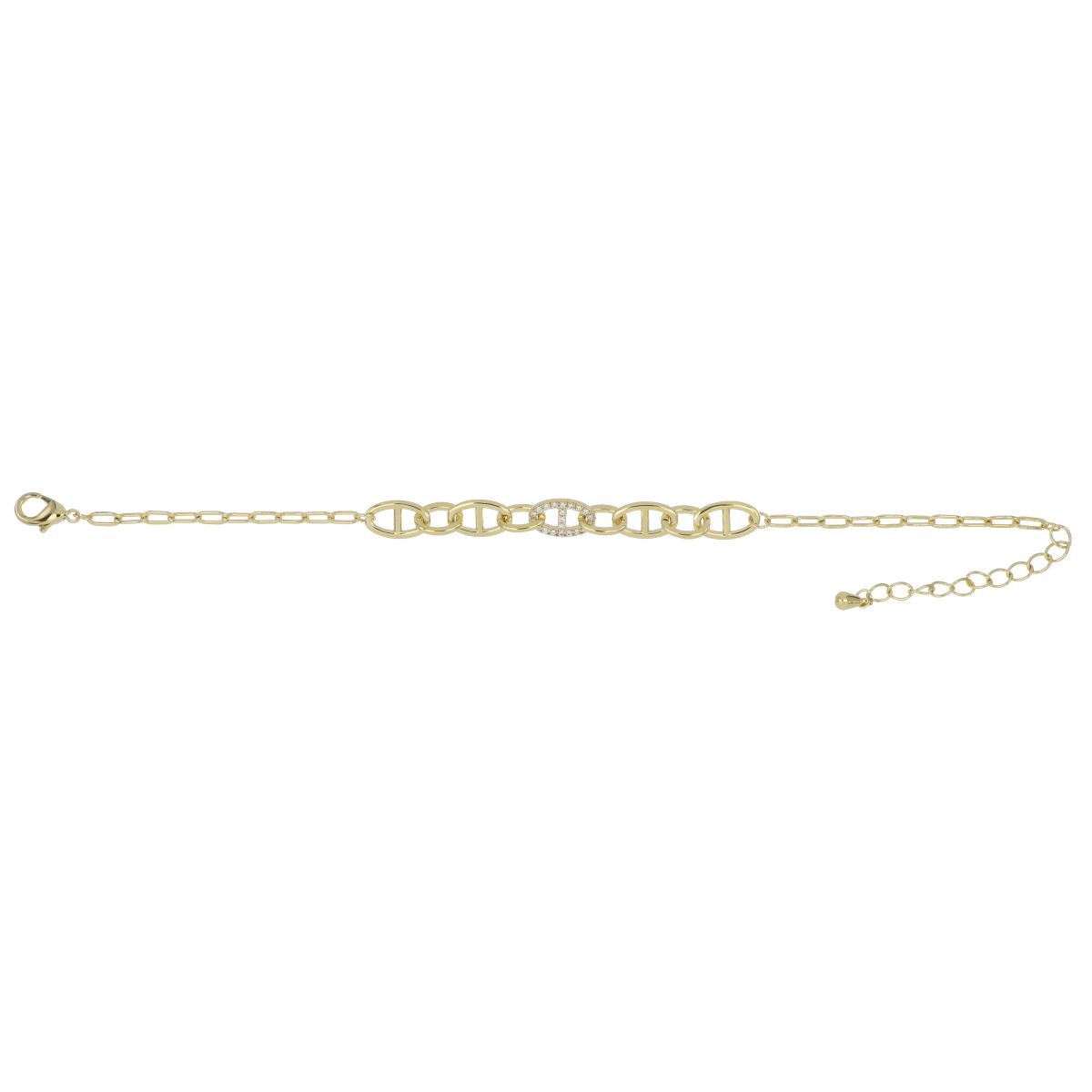 Pulsera Cadena Circonitas Blancas Chapado Oro Farfalla Bonetti