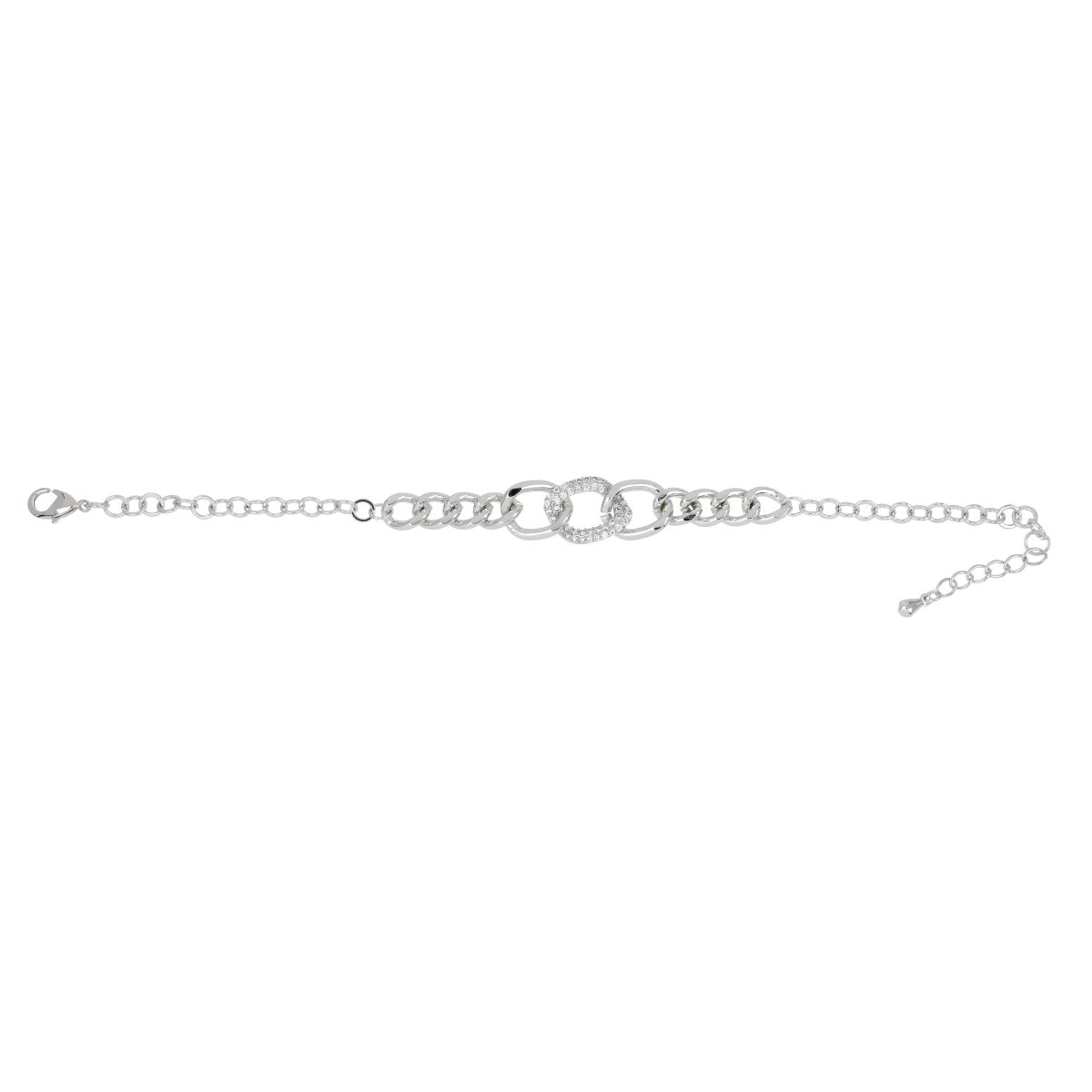 Pulsera Cadena Circonitas Blancas Acabado Rodio Farfalla Bonetti
