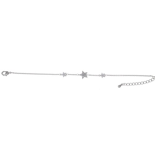 Pulsera Cadena Estrellas en Circonita Blanca Acabado Rodio Korei