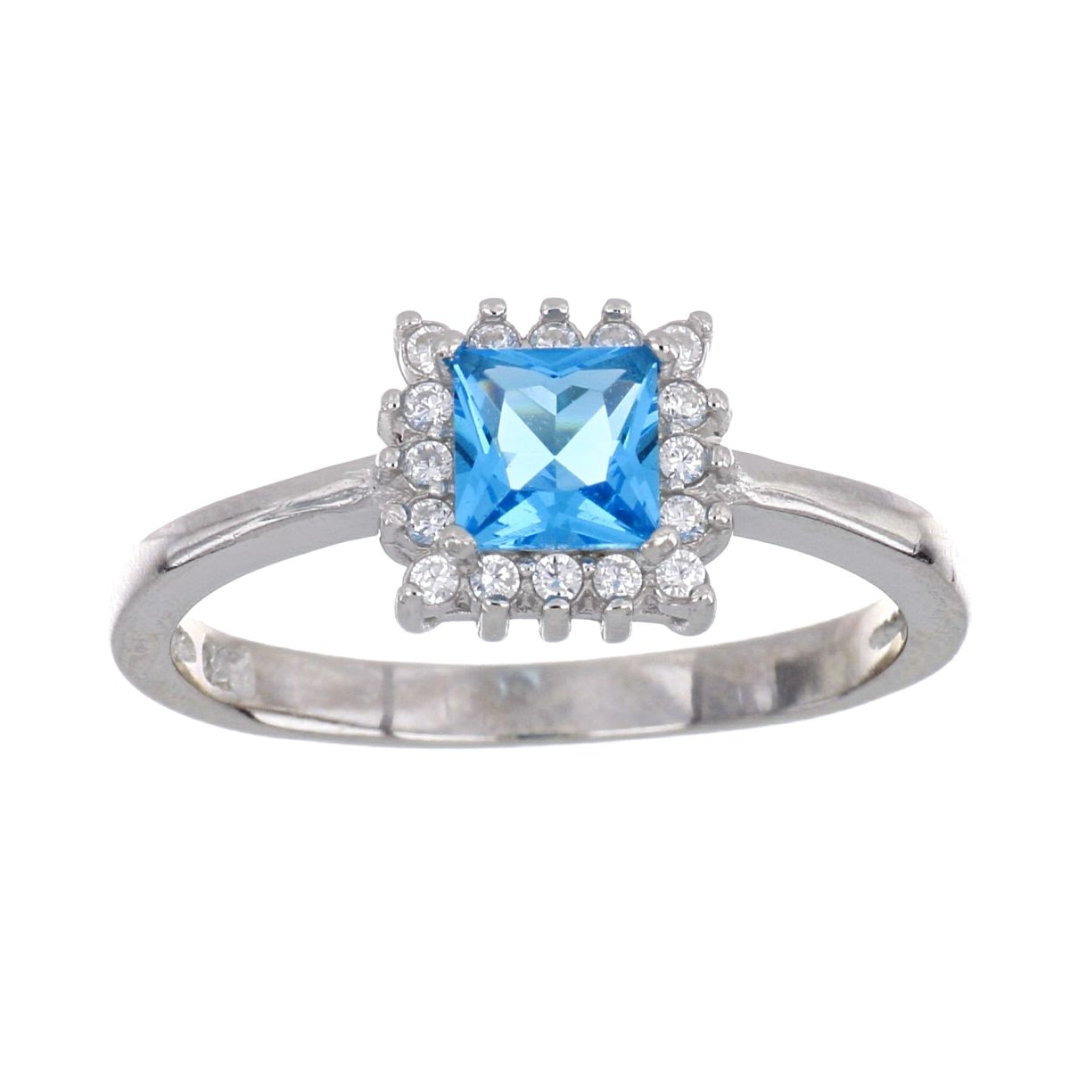 Anillo Plata .925 Circonita Aquamarina Central Farfalla Bonetti