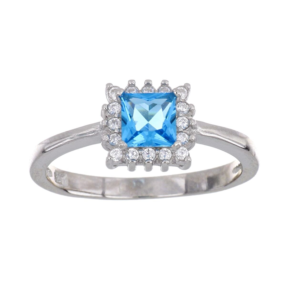 Anillo Plata .925 Circonita Aquamarina Central Farfalla Bonetti