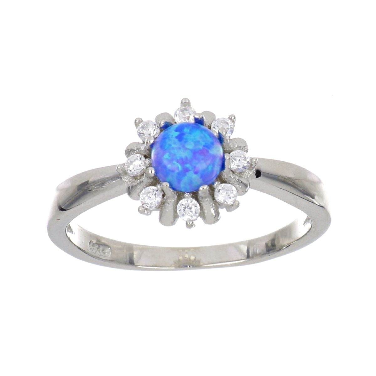 Anillo Plata .925 Piedra Azul Opal Central Farfalla Bonetti