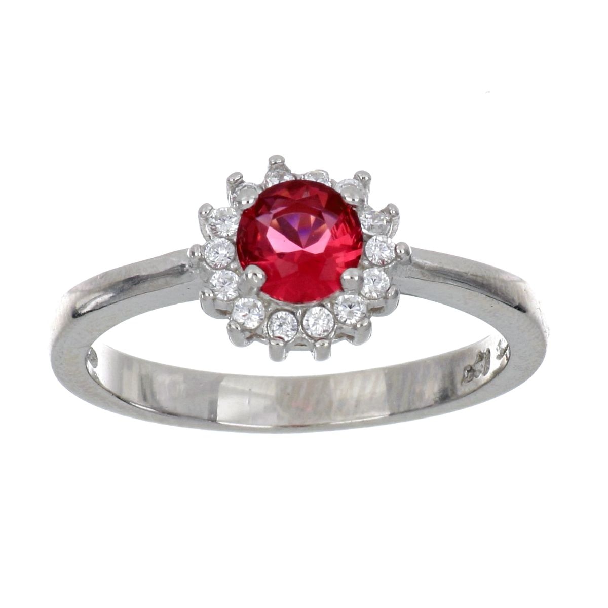 Anillo Plata .925 Circonita Ruby Central Farfalla Bonetti