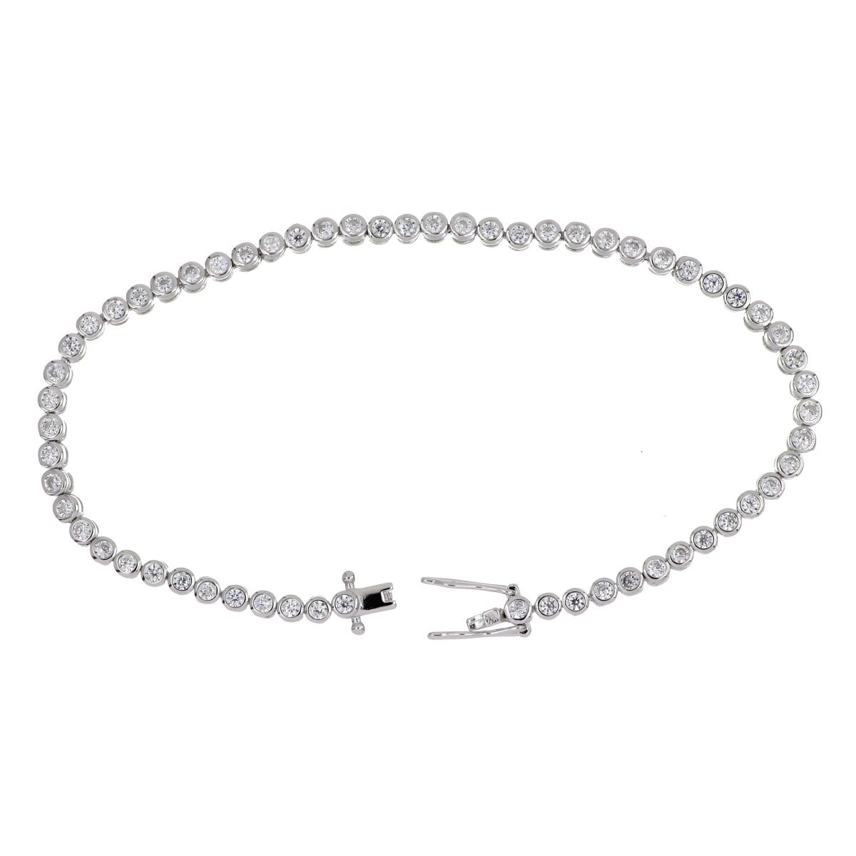 Pulsera Plata .925 Cadena Circonita Blanca Farfalla Bonetti