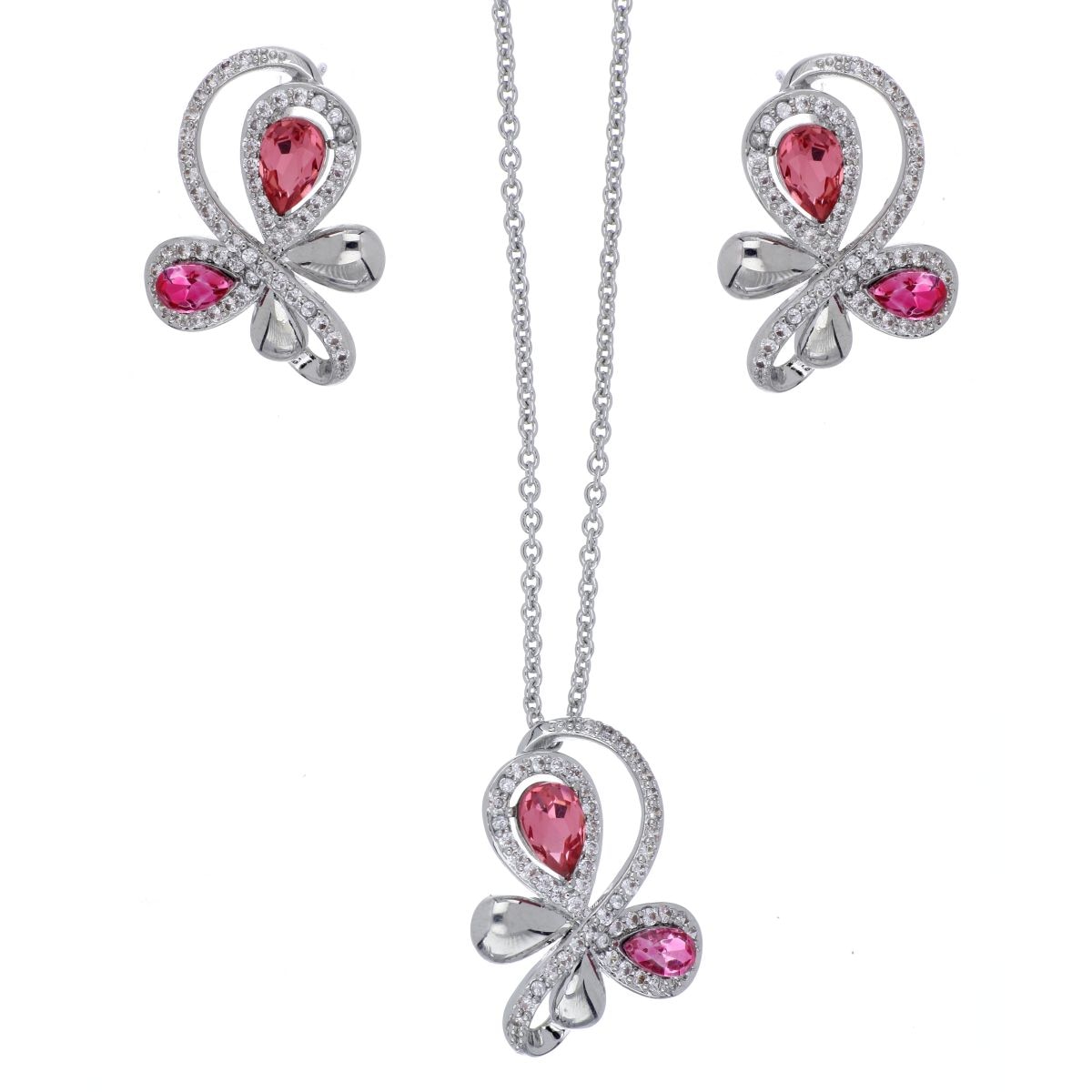 Juego Aretes+Dije Cadena Piedra Rose Camilla