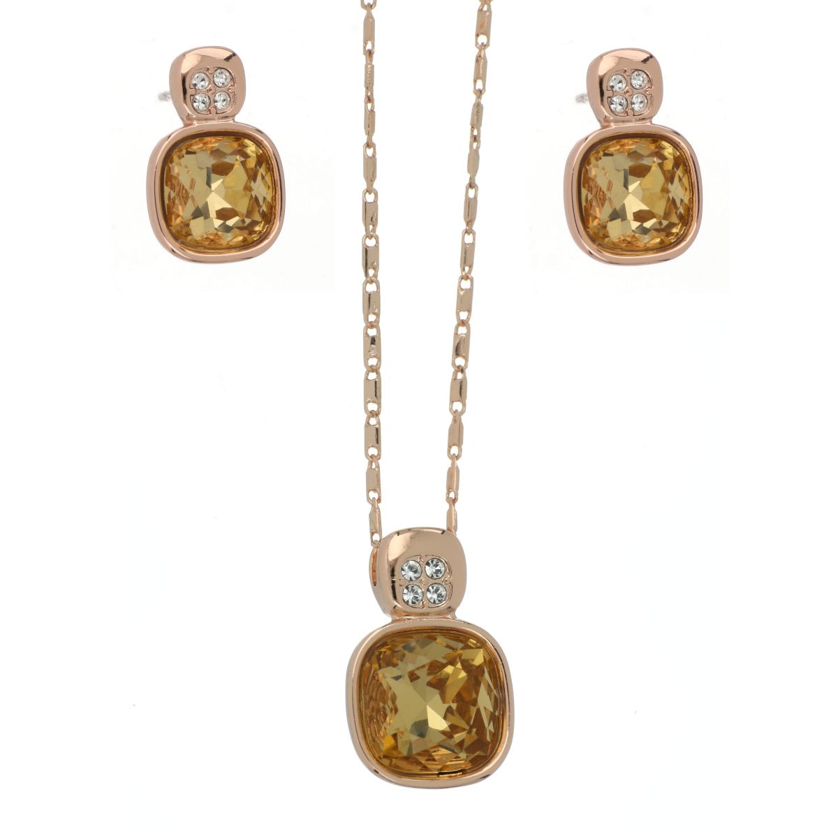 Juego Aretes+Dije Cadena Piedra Light Peach Camilla