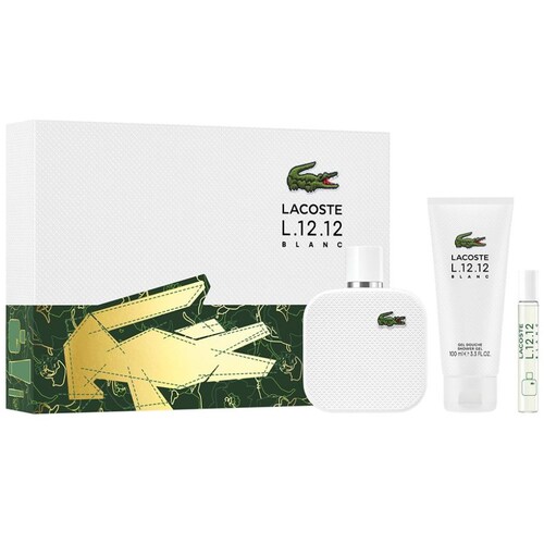 Set Eau de Toilette Lacoste L1212 Blanco 100 Ml + Shower Gel 100 Ml + Travel Spray 7.5 Ml para Hombre
