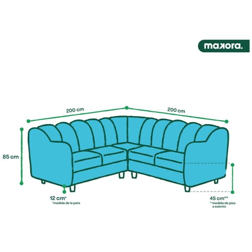 Sala Esquinera Maccan Gris Claro Makora