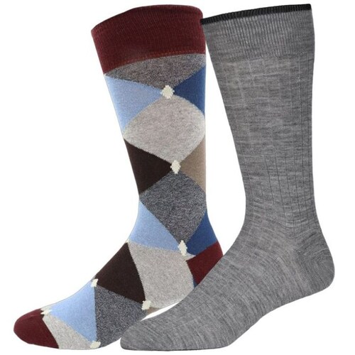 Set Calcetines Rombos y Lisos de 2 Piezas para Hombre Mario Barutti