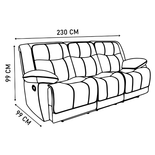 Sala Reclinable 3-2 Leeds Leather Gel Chocolate Lottus