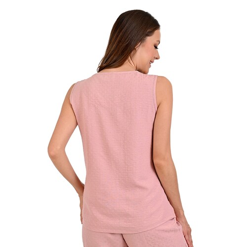 Blusa Pijama Intime Lingerie Sin Mangas Dobby  para Mujer