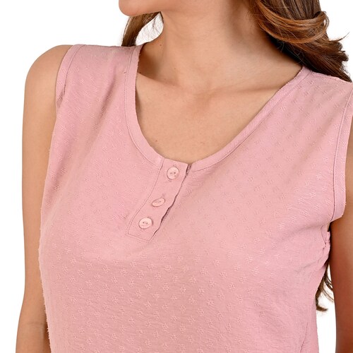 Blusa Pijama Intime Lingerie Sin Mangas Dobby  para Mujer