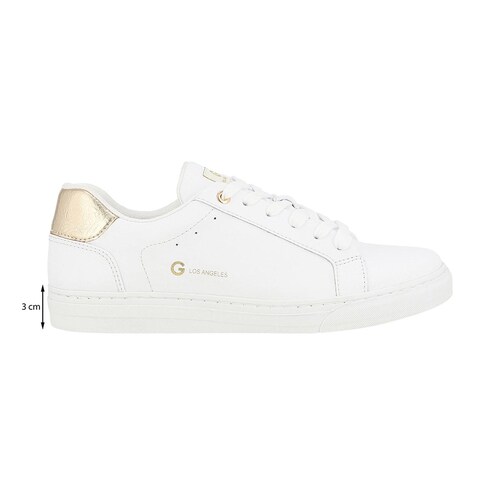 Tenis Casual Estampado Liso, Talón Color Dorado G By Guess