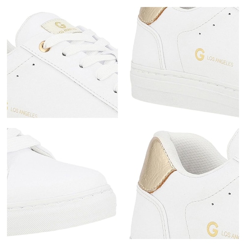 Tenis Casual Estampado Liso, Talón Color Dorado G By Guess