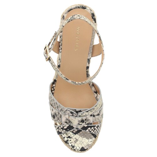Sandalia Cuña Westies Animal Print y Ajuste Hebilla para Mujer