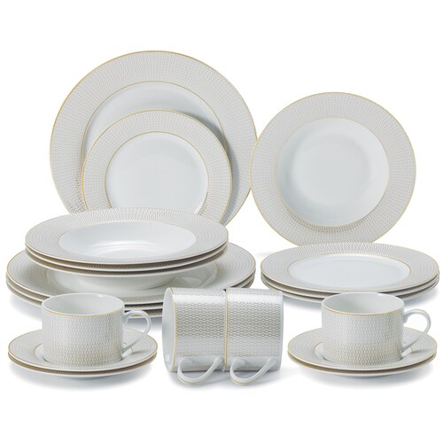 Vajilla 47 Pz Porcelana Blanco Filo Dorado Kaiser