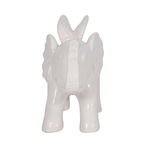 Elefante Angel Cerámica 15 Cm Blanco Sagebrook