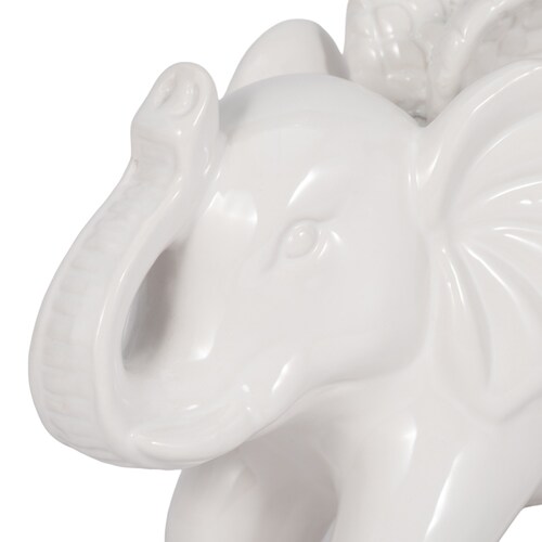 Elefante Angel Cerámica 15 Cm Blanco Sagebrook