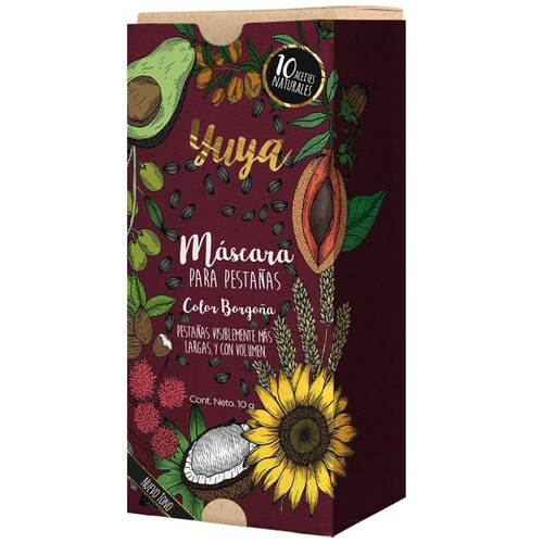 Máscara de Pestañas 10 Aceites Naturales Borgoña Yuya