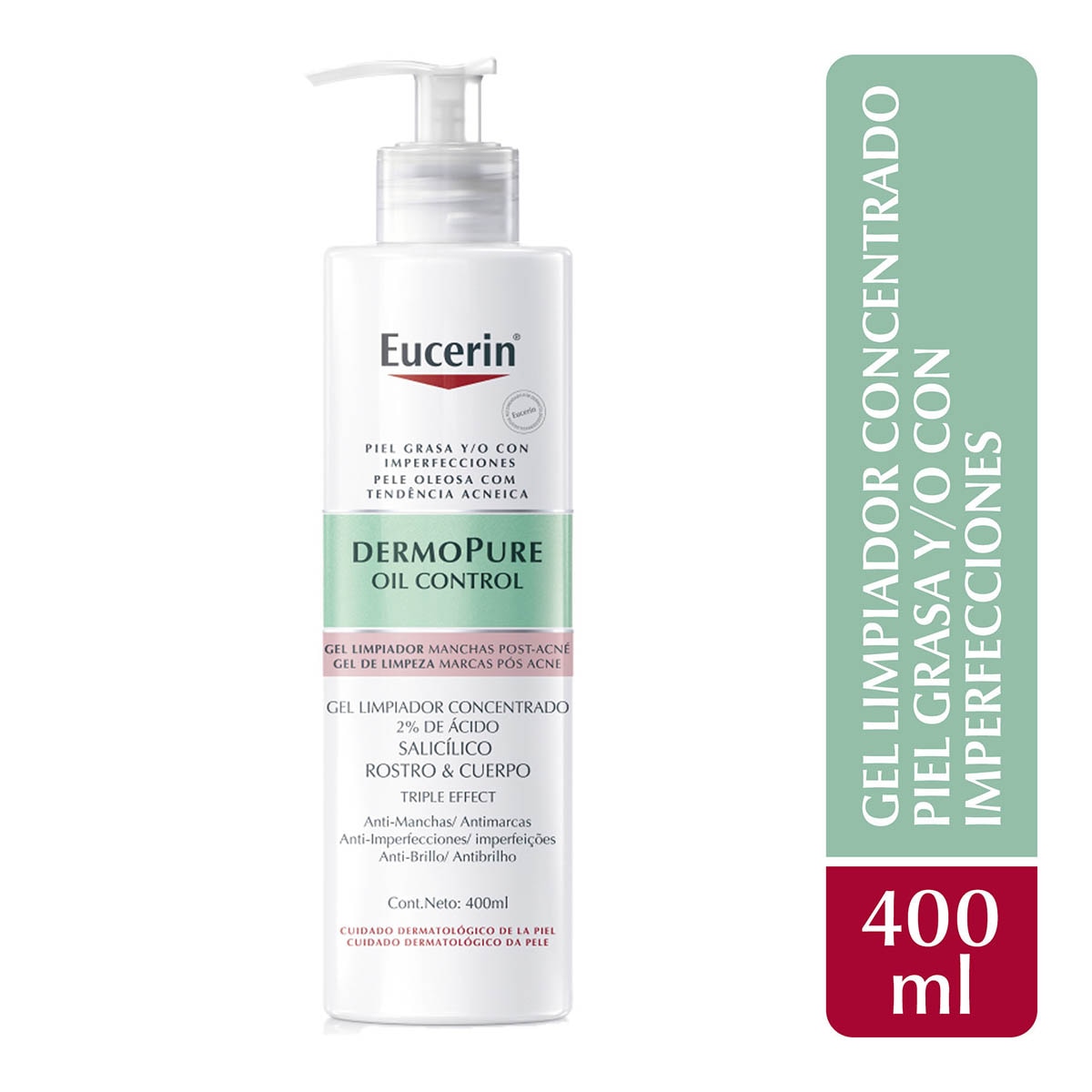 Eucerin Gel Limpiador 3effect Dermopure Anti Manchas para Piel Grasa de 400 ml image number 1