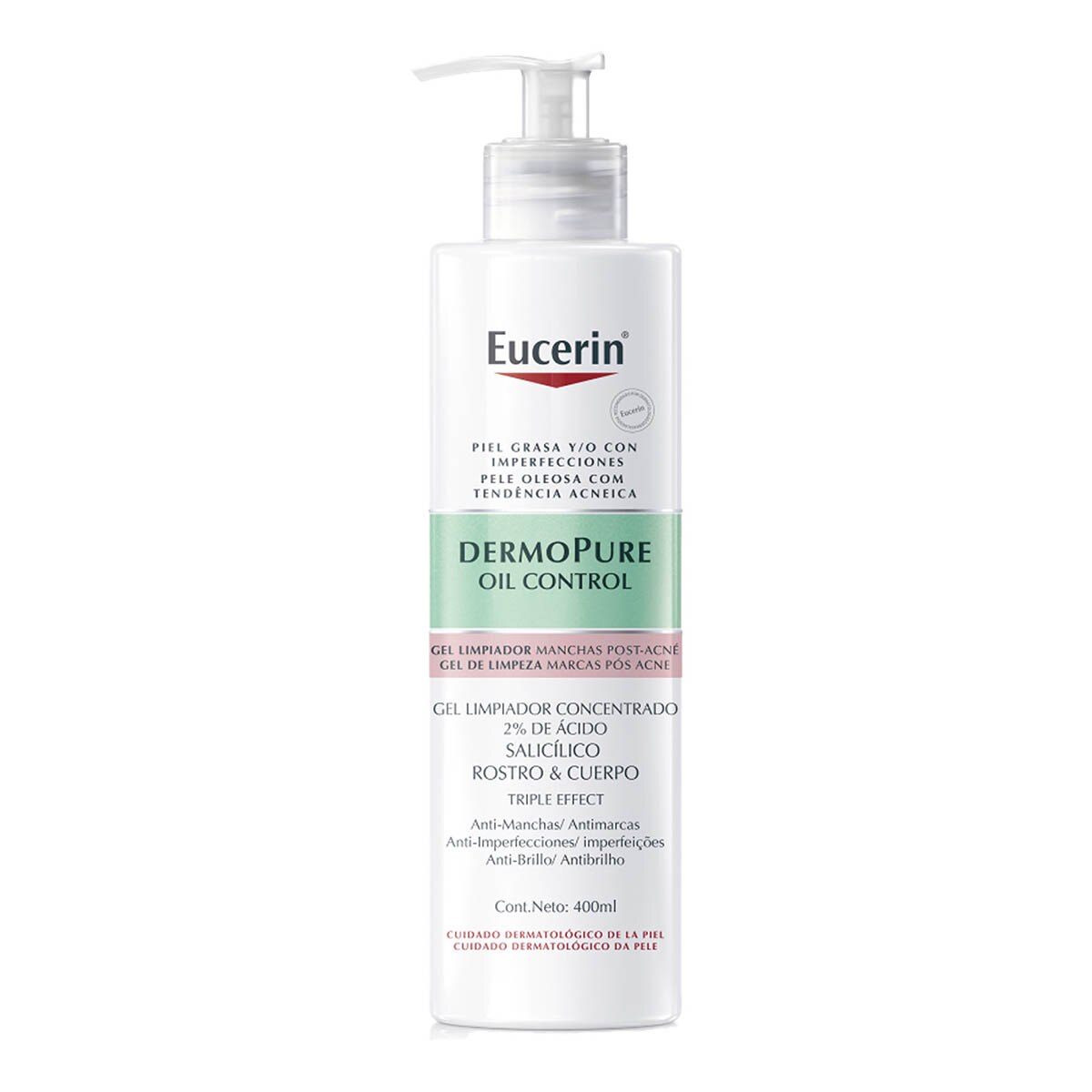 Eucerin Gel Limpiador 3effect Dermopure Anti Manchas para Piel Grasa de 400 ml image number 0