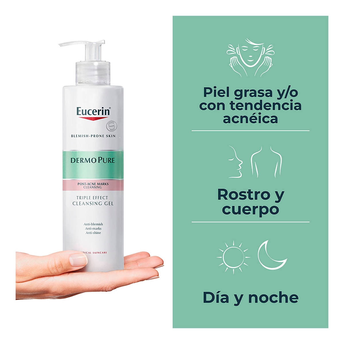 Eucerin Gel Limpiador 3effect Dermopure Anti Manchas para Piel Grasa de 400 ml image number 4
