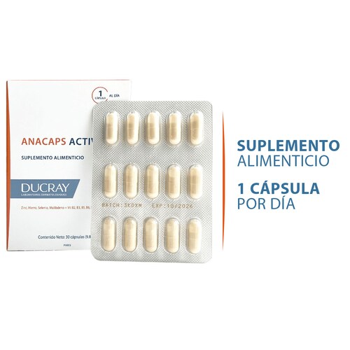 Ducray Anacaps Activ+ Suplemento Alimenticio Anticaída 30Cápsulas