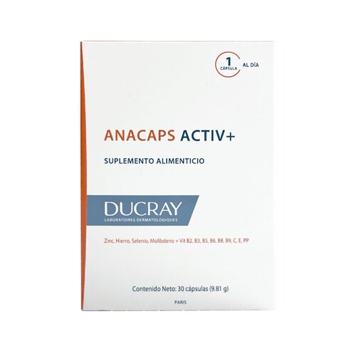Ducray Anacaps Activ+ Suplemento Alimenticio Anticaída 30Cápsulas