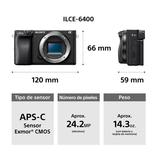 Cámara Sony A6400 Montura e Aps-C Lente 16-50Mm