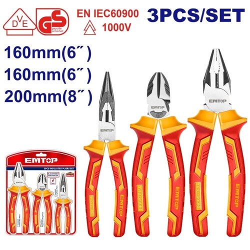 Juego de Pinzas Aisladas: Electricista, Corte y Punta