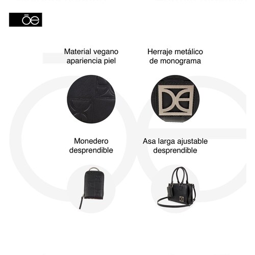 Bolso Satchel Cloe Negro para Mujer